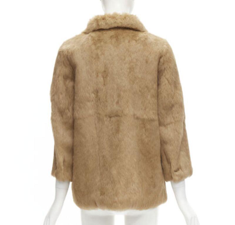 APC tan brown genuine fur gold-tone buttons winter coat jacket XS For Sale 1