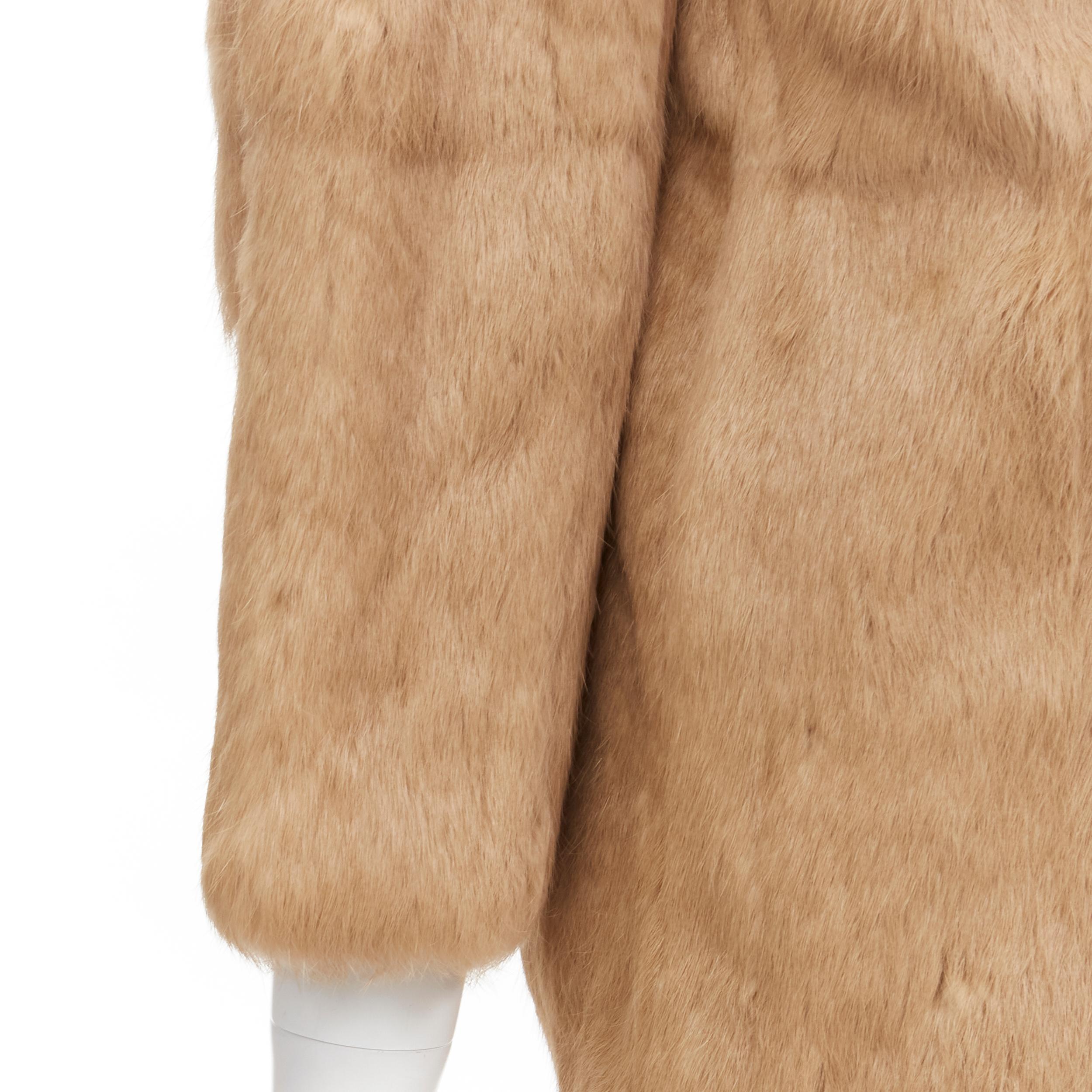 APC tan brown genuine fur gold-tone buttons winter coat jacket XS For Sale 3