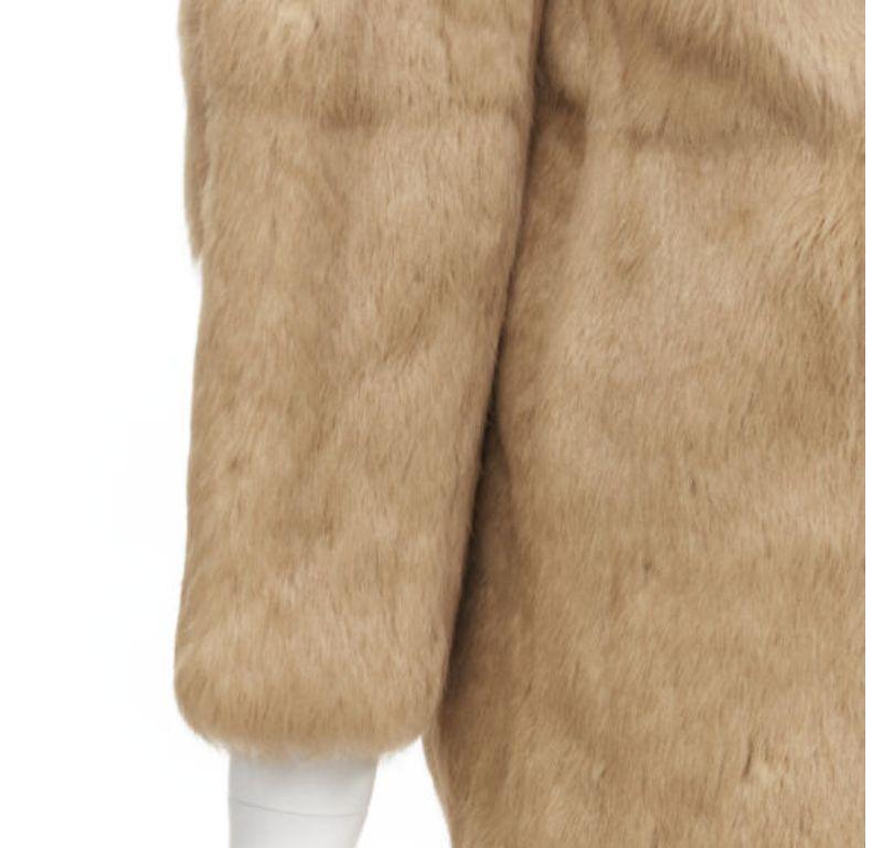APC tan brown genuine fur gold-tone buttons winter coat jacket XS For Sale 3