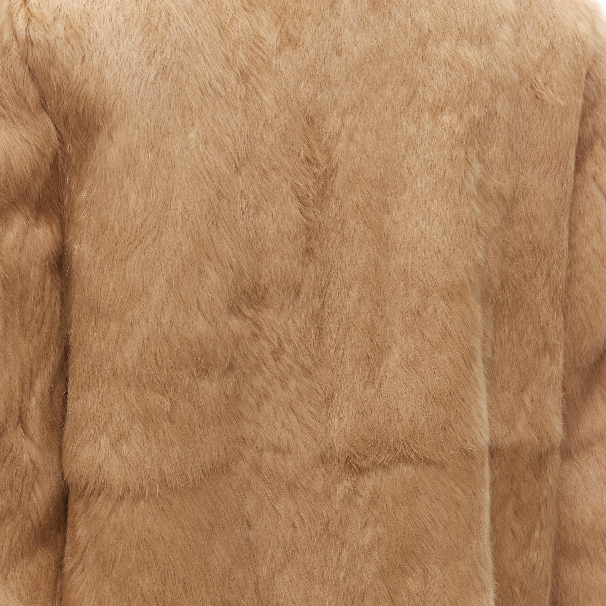APC tan brown genuine fur gold-tone buttons winter coat jacket XS For Sale 4