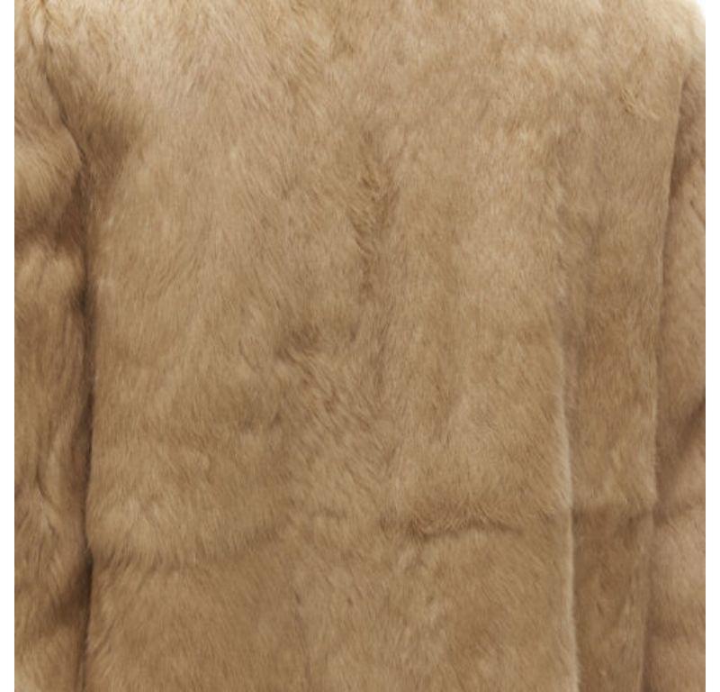 APC tan brown genuine fur gold-tone buttons winter coat jacket XS For Sale 4