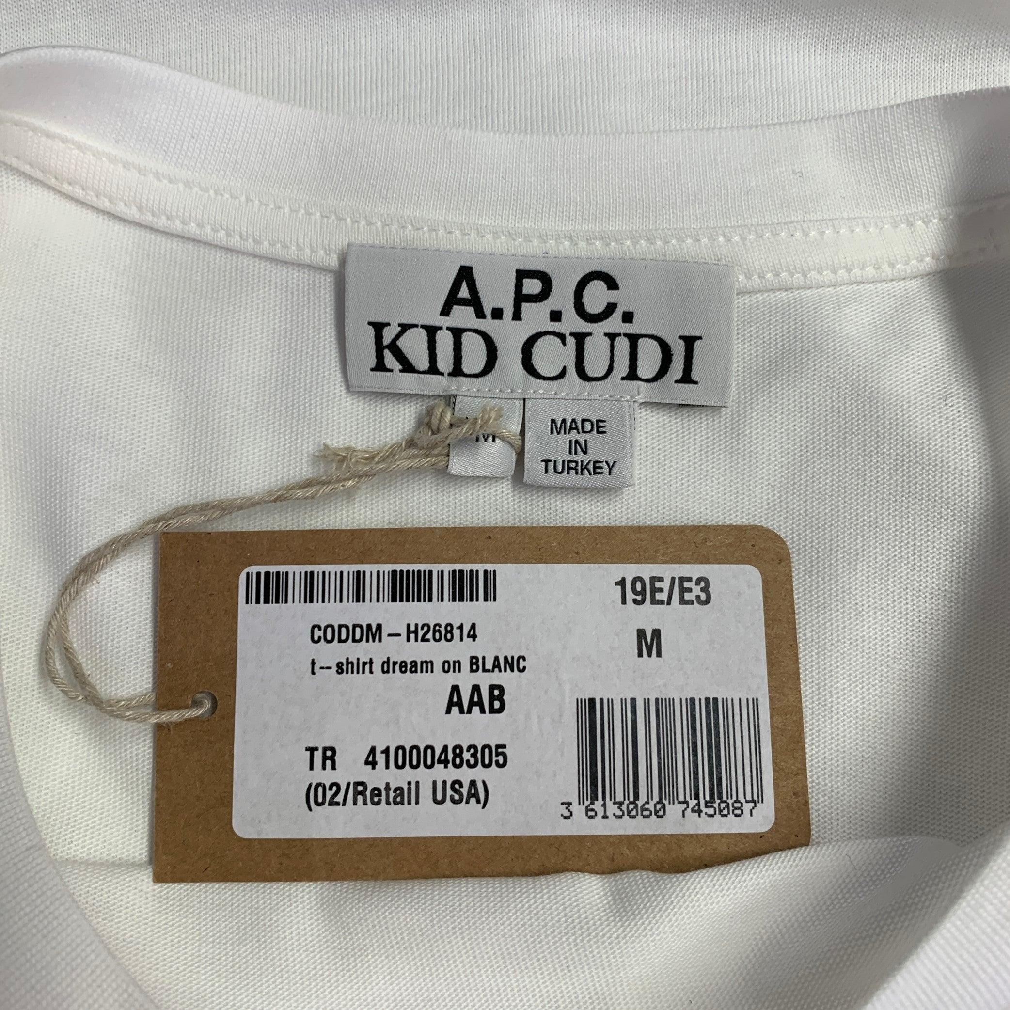 A.P.C. x KID CUDI Größe M Dream On White T-Shirt aus Baumwolle mit Rundhalsausschnitt und Baumwollstickerei Herren