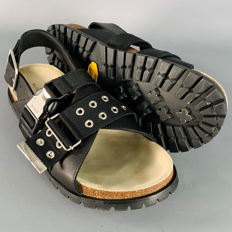 A.P.C. x SACAI Size 11 Jules Black Silver Leather Grommets Sandals A.P.C. x SACAI Size 11 Jules Black Silver Leather Grommets  main image 3