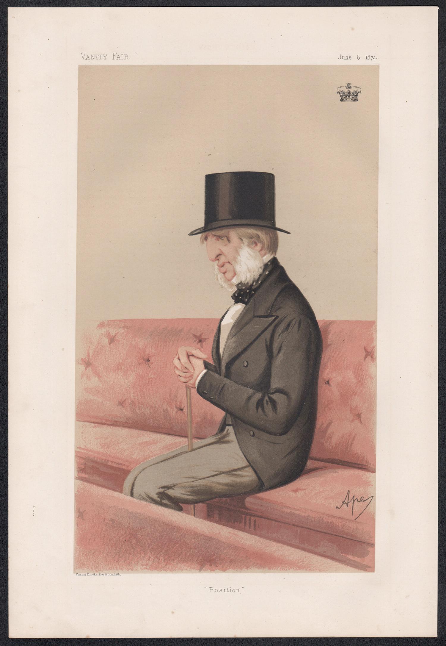 The Duke of Devonshire, Vanity Fair portrait chromolithograph, 1874 - Print by Ape (Carlo Pellegrini)