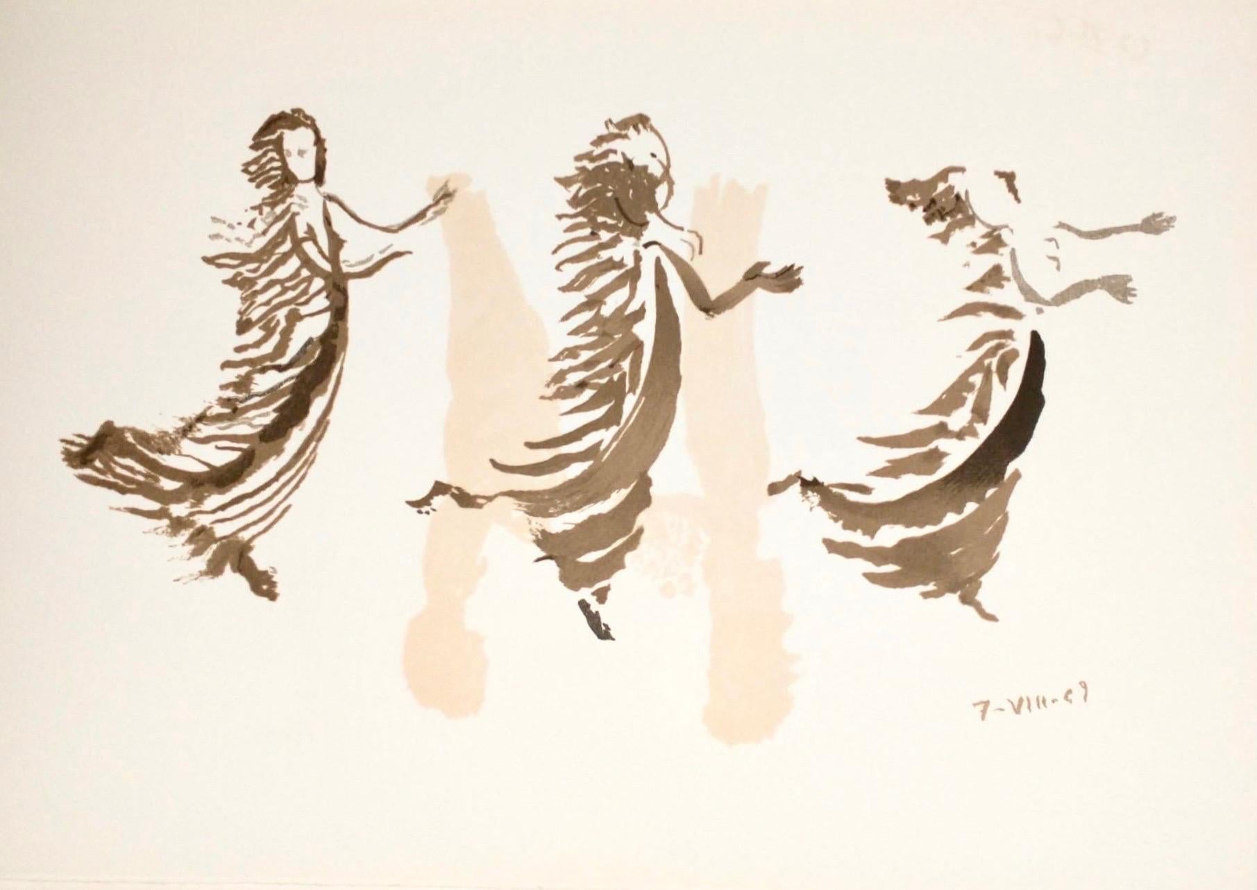 Apeles Fenosa Spanish Sculptor Mourlot Lithograph Abstract Expressionist Figures - Print by Apelles Fenosa