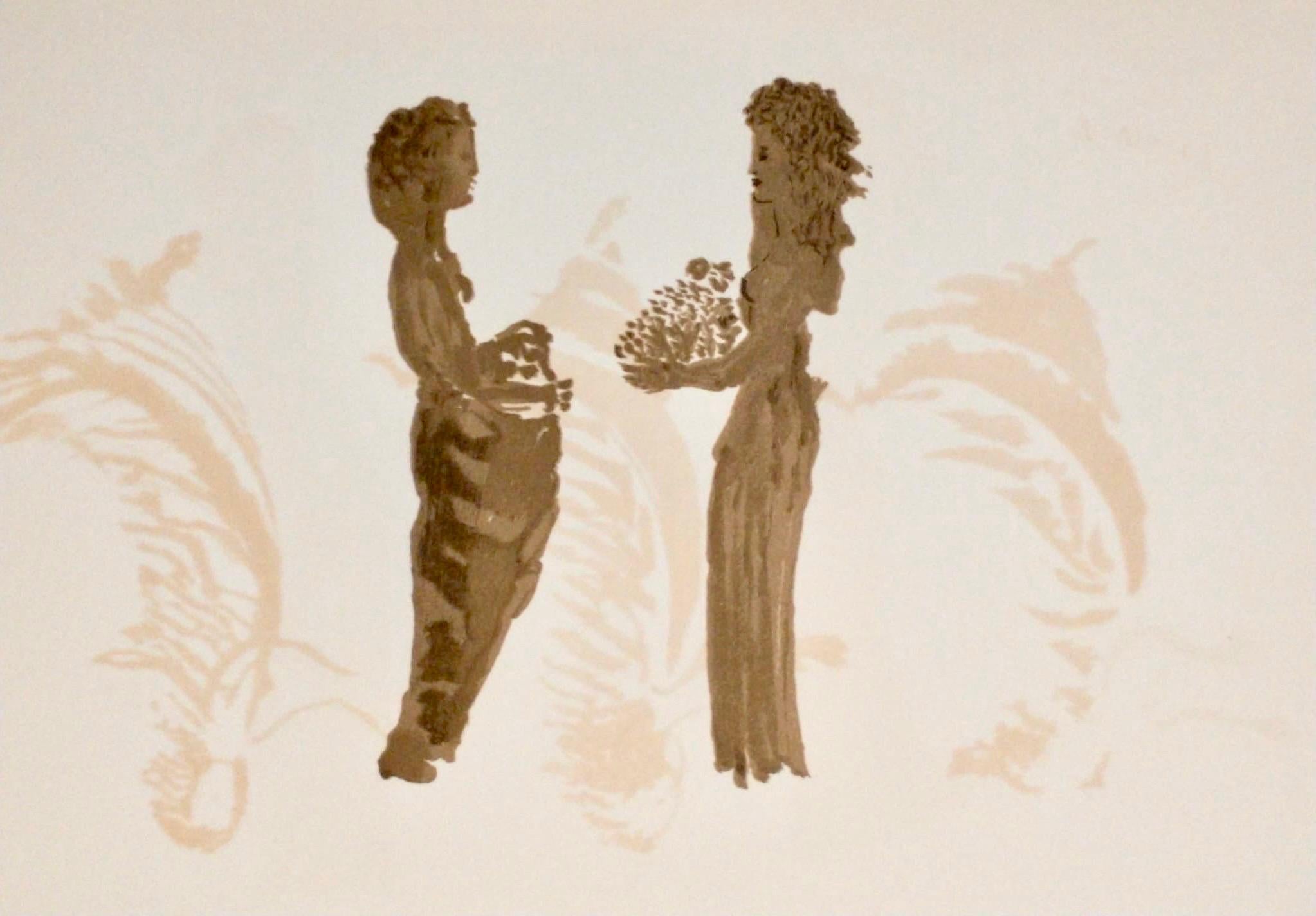 Apeles Fenosa Spanischer Bildhauer Mourlot Lithographie Abstrakt-expressionistische Figuren des Apeles Fenosa – Print von Apelles Fenosa