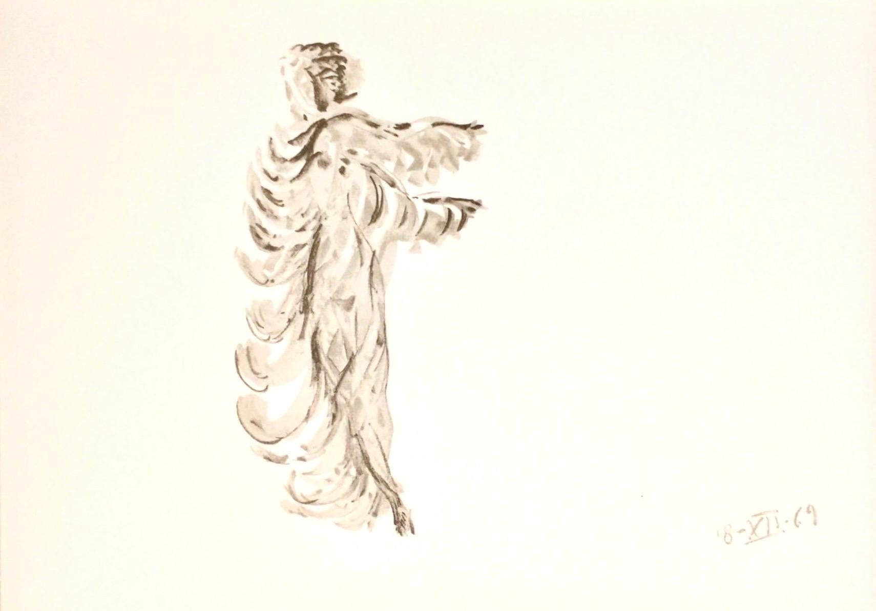 Apeles Fenosa Spanischer Bildhauer Mourlot Lithographie Abstrakt-expressionistische Figuren des Apeles Fenosa – Print von Apelles Fenosa