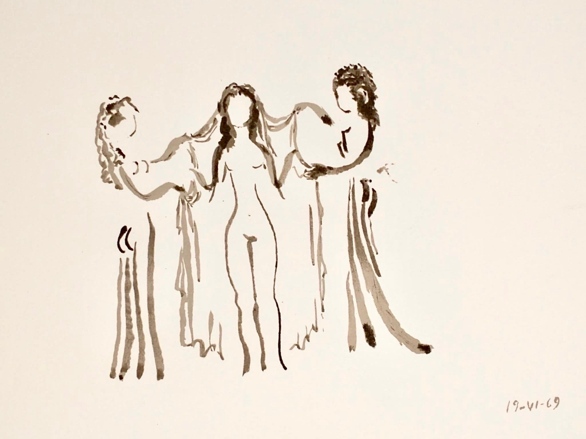 Apeles Fenosa Spanischer Bildhauer Mourlot Lithographie Abstrakt-expressionistische Figuren des Apeles Fenosa – Print von Apelles Fenosa