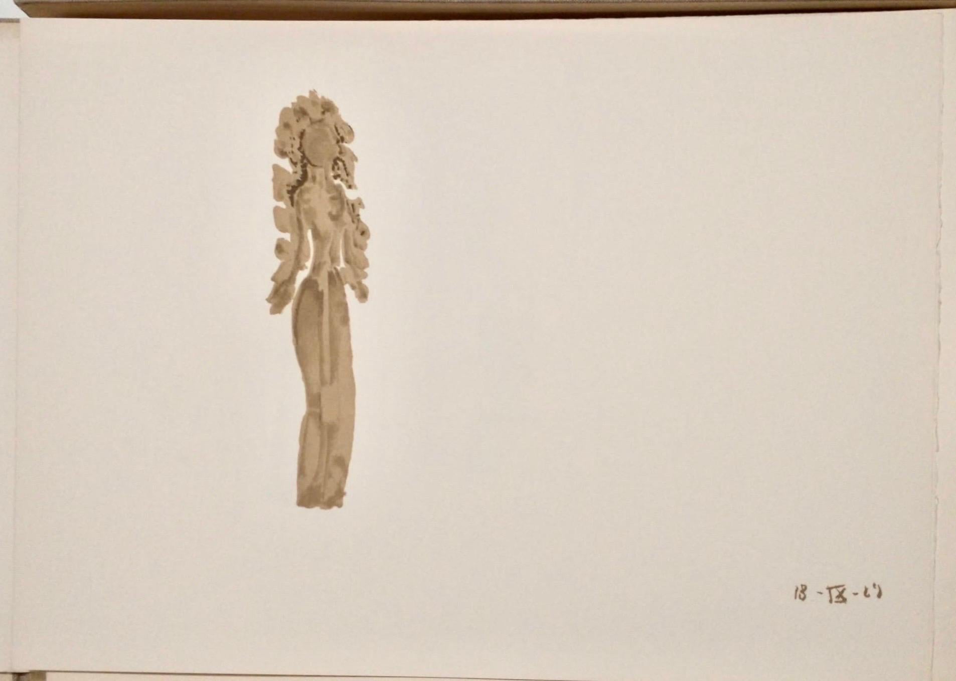 Apeles Fenosa, spanischer Bildhauer Mourlot, Lithographie, Figuren des Abstrakten Expressionismus (Beige), Nude Print, von Apelles Fenosa
