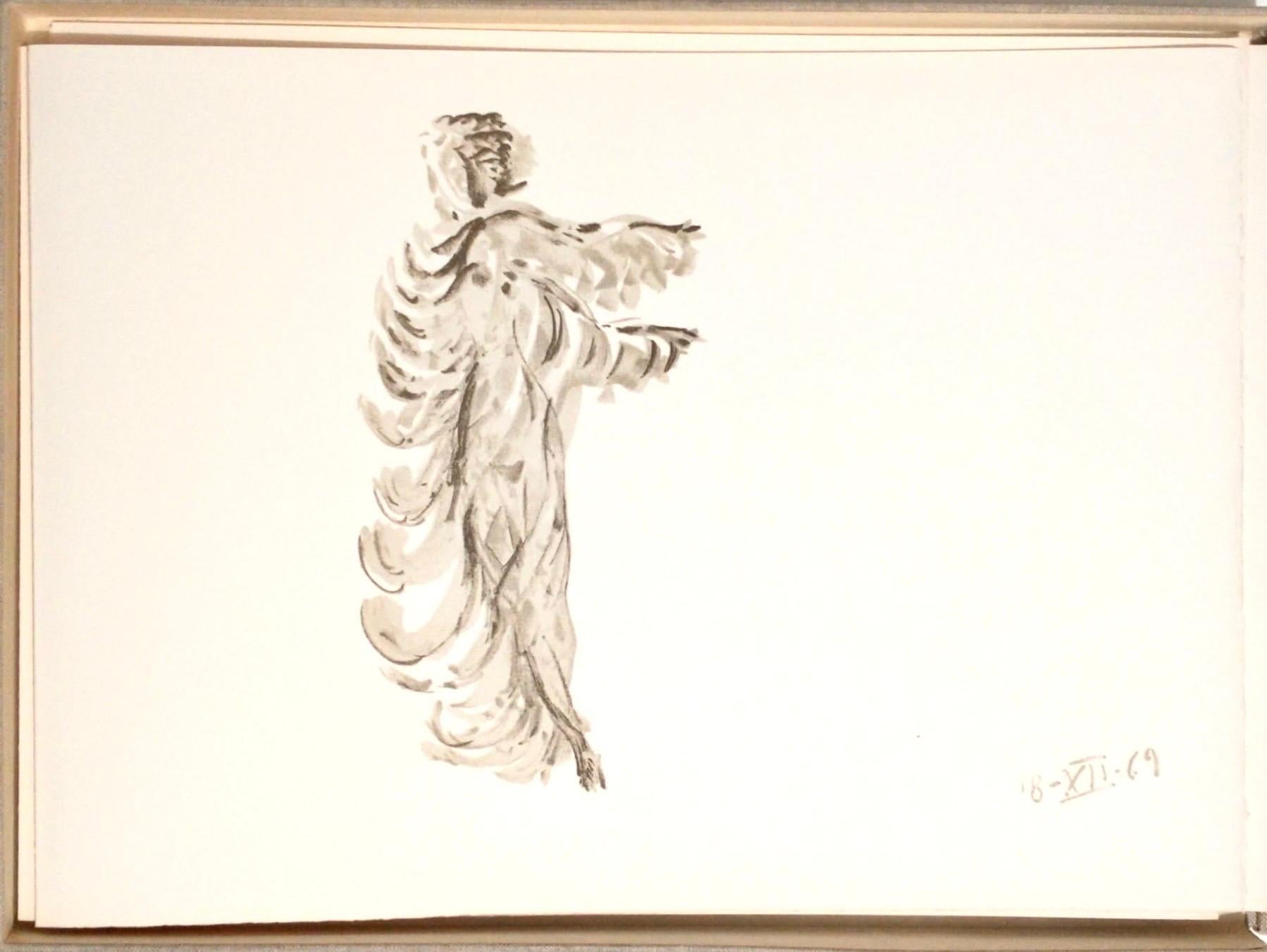 Apeles Fenosa - Figurine expressionniste abstraite du sculpteur espagnol Mourlot - Lithographie - Beige Figurative Print par Apelles Fenosa