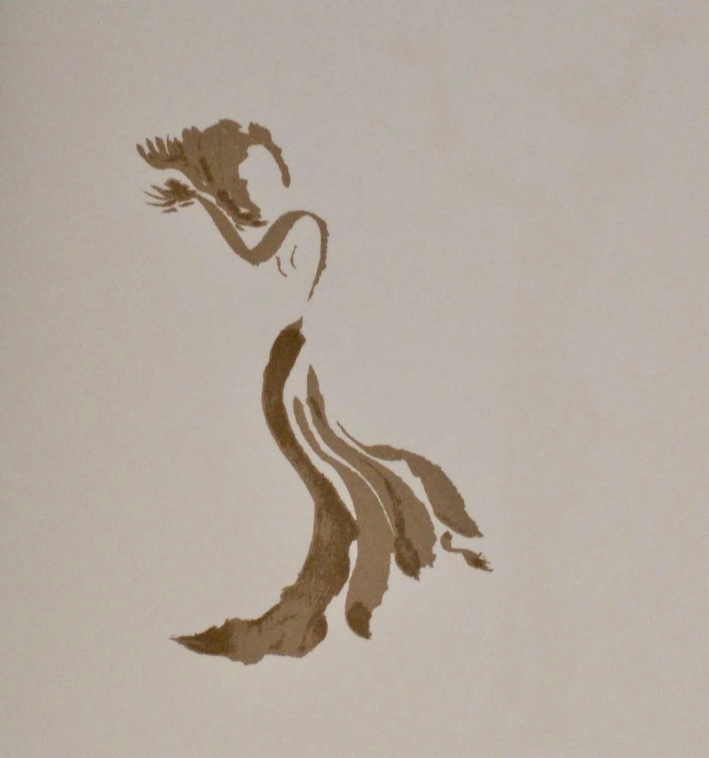 Apeles Fenosa, spanischer Bildhauer Mourlot, Lithographie, Figuren des Abstrakten Expressionismus (Beige), Figurative Print, von Apelles Fenosa