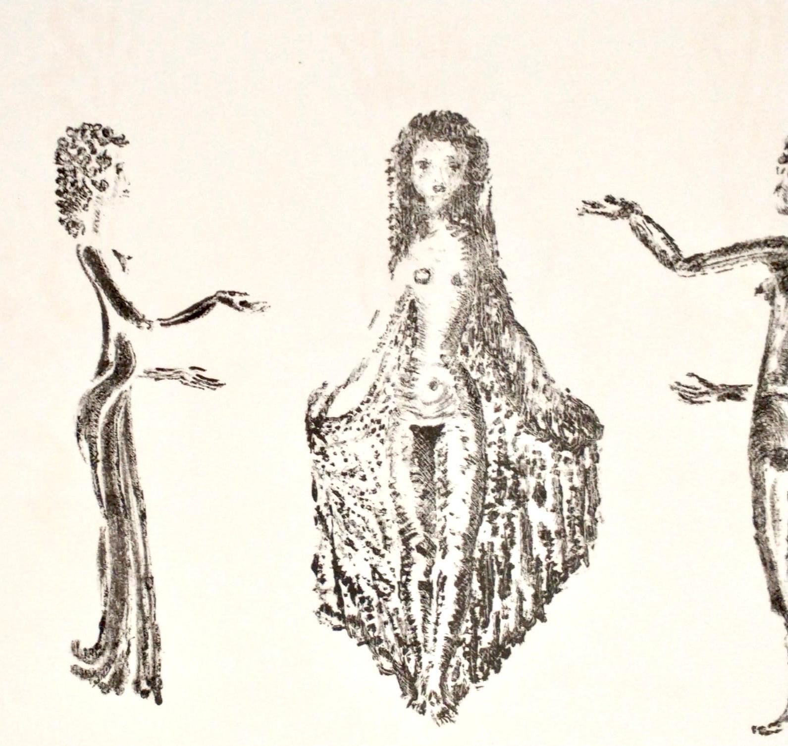 Apeles Fenosa Scultore spagnolo Mourlot Litografia Figure espressioniste astratte - Print Espressionista di Apelles Fenosa