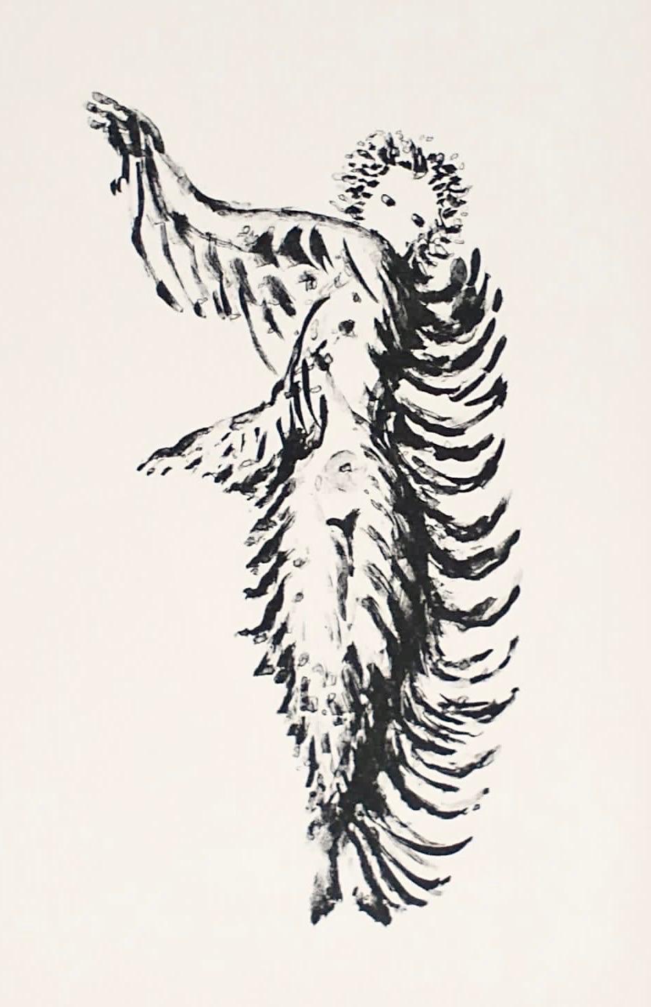 Apeles Fenosa Spanischer Bildhauer Mourlot Lithographie Abstrakt-expressionistische Figuren des Apeles Fenosa (Beige), Figurative Print, von Apelles Fenosa
