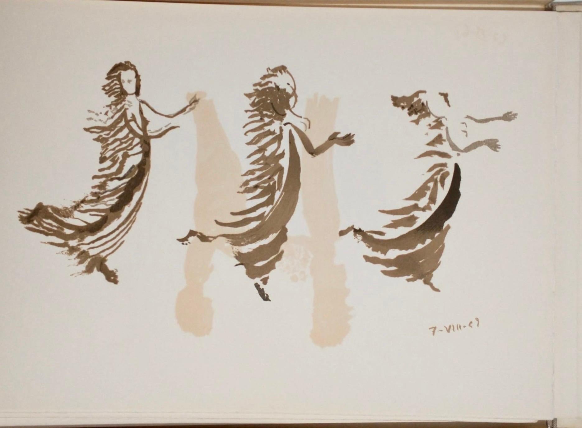 Apeles Fenosa, sculpteur espagnol Mourlot, lithographie - Figures expressionnistes abstraites - Blanc Nude Print par Apelles Fenosa