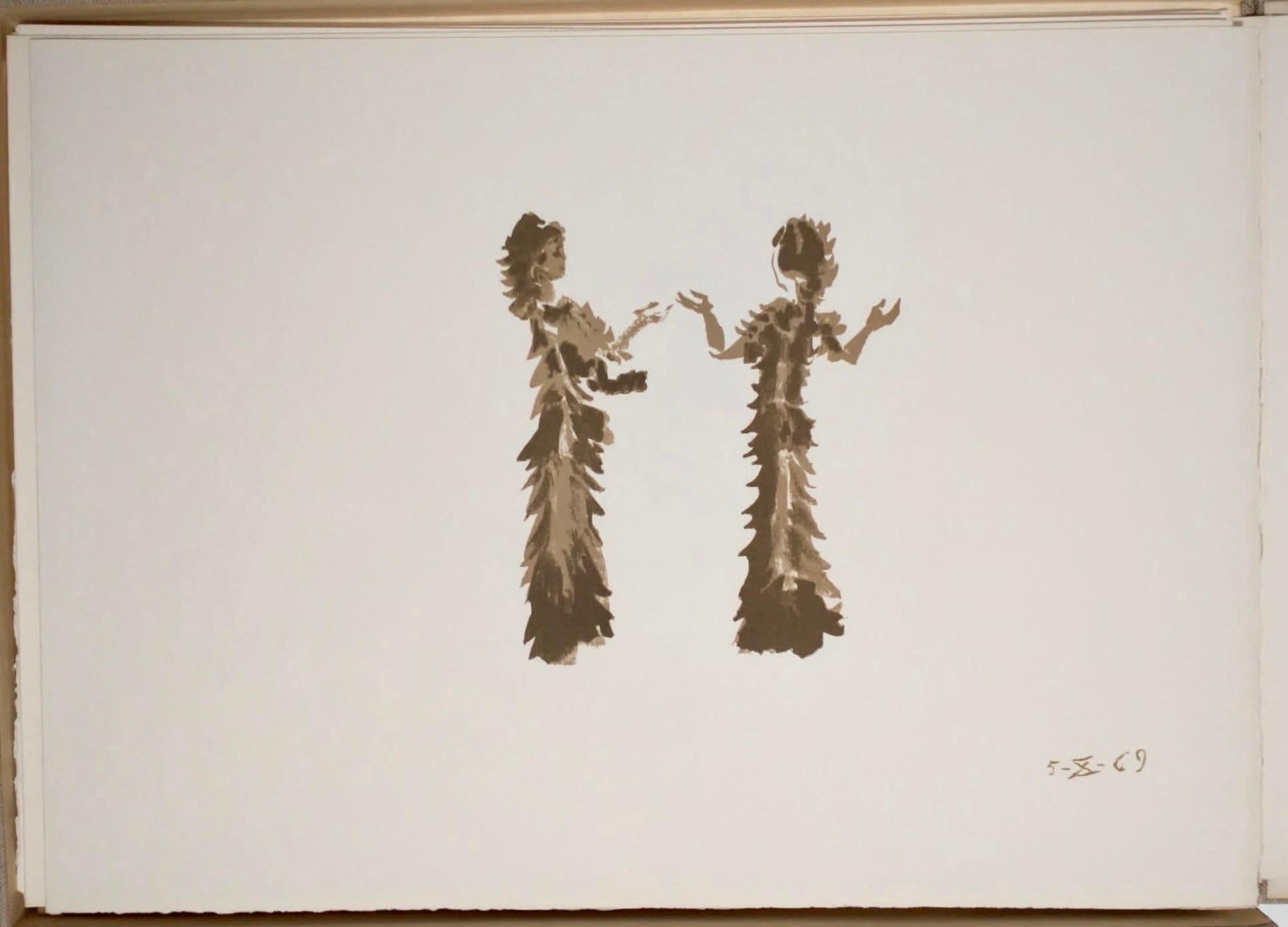Apeles Fenosa, sculpteur espagnol Mourlot, lithographie - Figures expressionnistes abstraites - Beige Figurative Print par Apelles Fenosa