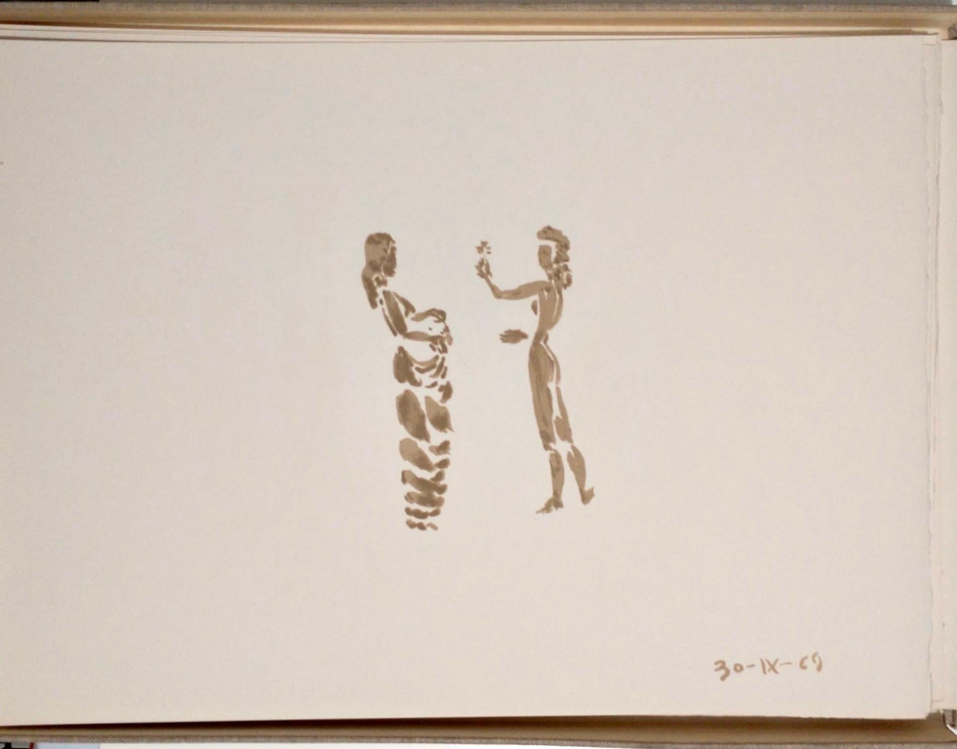 Apeles Fenosa Scultore spagnolo Mourlot Litografia Figure espressioniste astratte - Figurative Print Beige di Apelles Fenosa