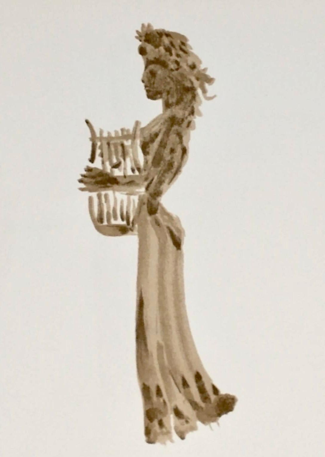 Apeles Fenosa, sculpteur espagnol Mourlot, lithographie - Figures expressionnistes abstraites - Beige Figurative Print par Apelles Fenosa