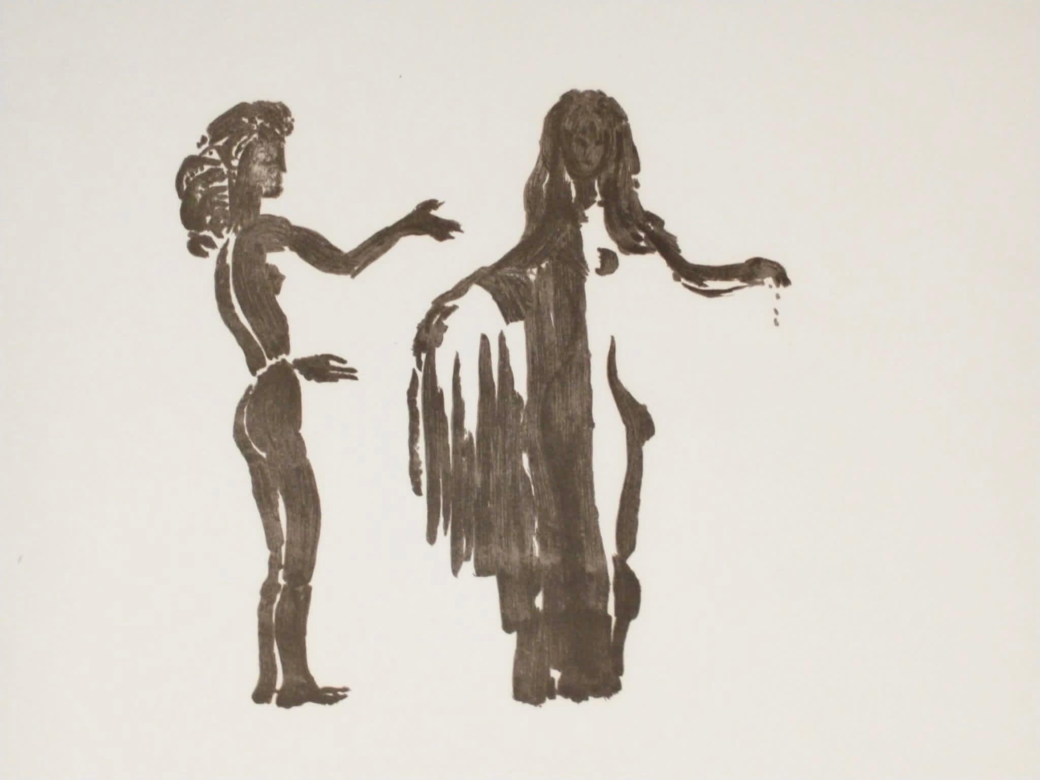 Apelles Fenosa Nude Print – Apeles Fenosa Spanischer Bildhauer Mourlot Lithographie Abstrakt-expressionistische Figuren des Apeles Fenosa