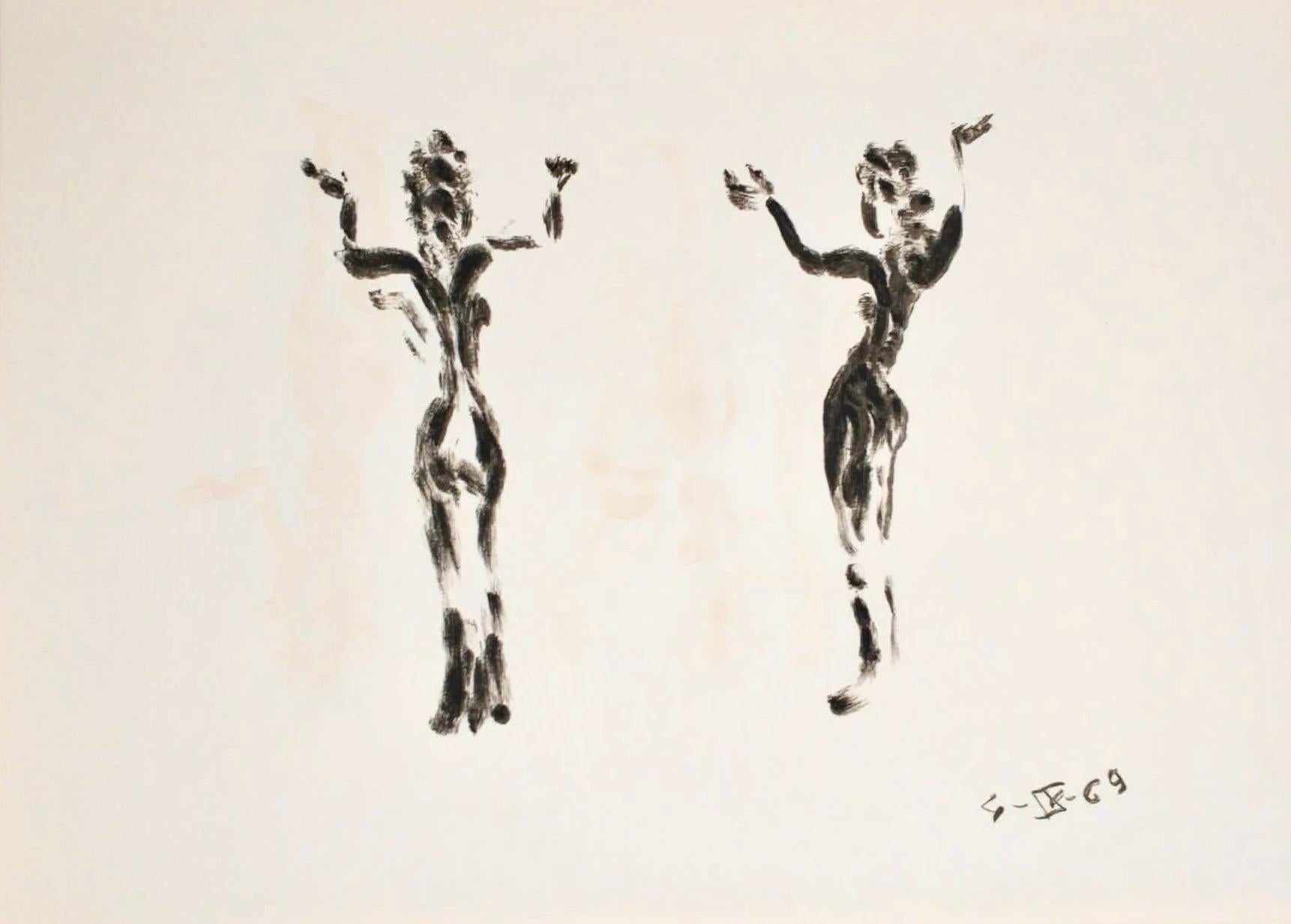Apeles Fenosa, sculpteur espagnol Mourlot, lithographie - Figures expressionnistes abstraites