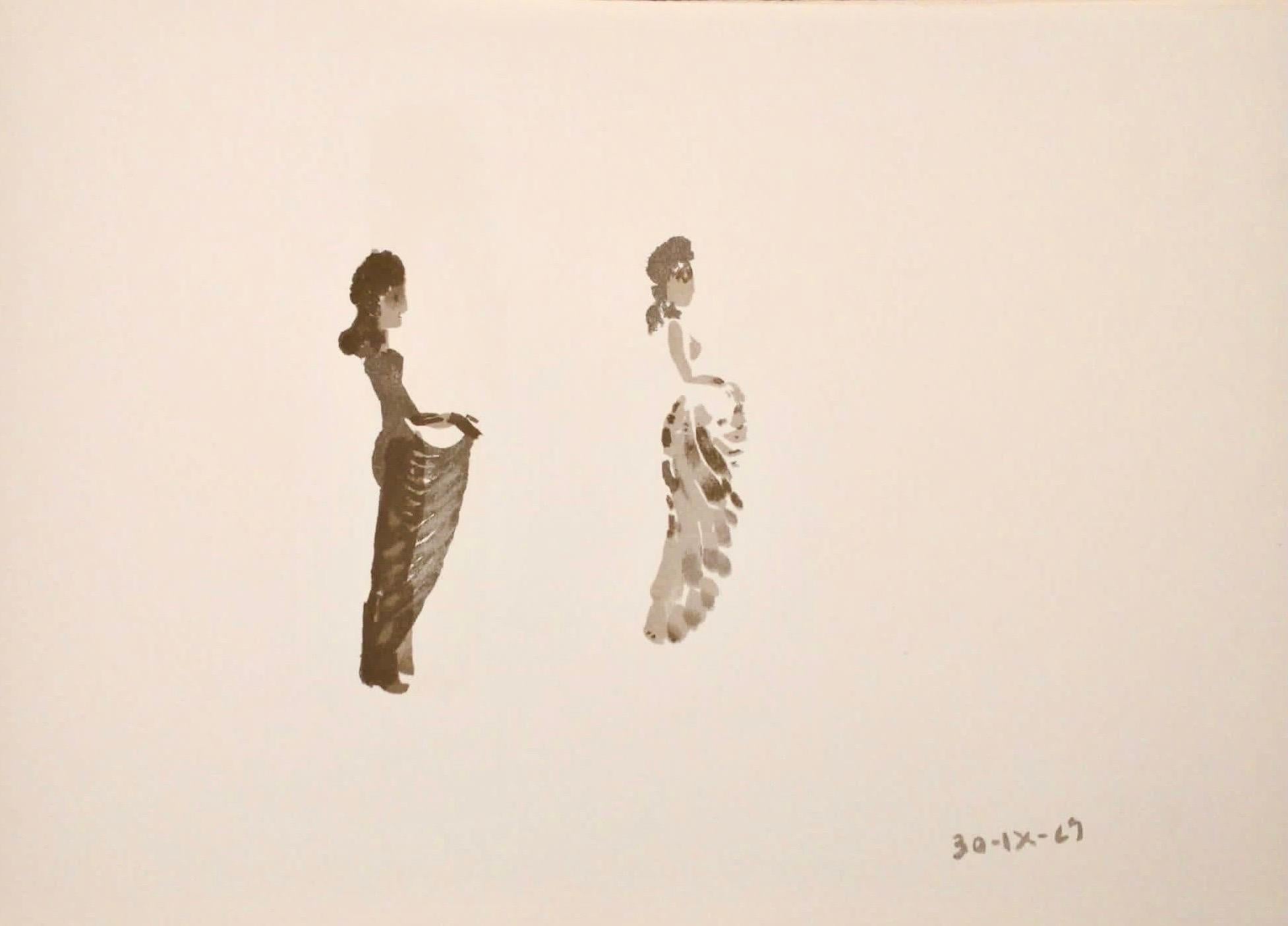 Apelles Fenosa Nude Print – Apeles Fenosa Spanischer Bildhauer Mourlot Lithographie Abstrakt-expressionistische Figuren des Apeles Fenosa
