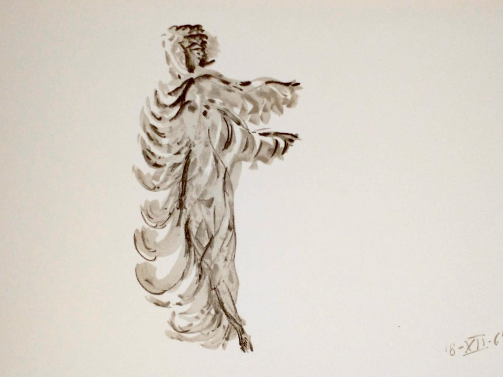 Apelles Fenosa Nude Print – Apeles Fenosa Spanischer Bildhauer Mourlot Lithographie Abstrakt-expressionistische Figuren des Apeles Fenosa