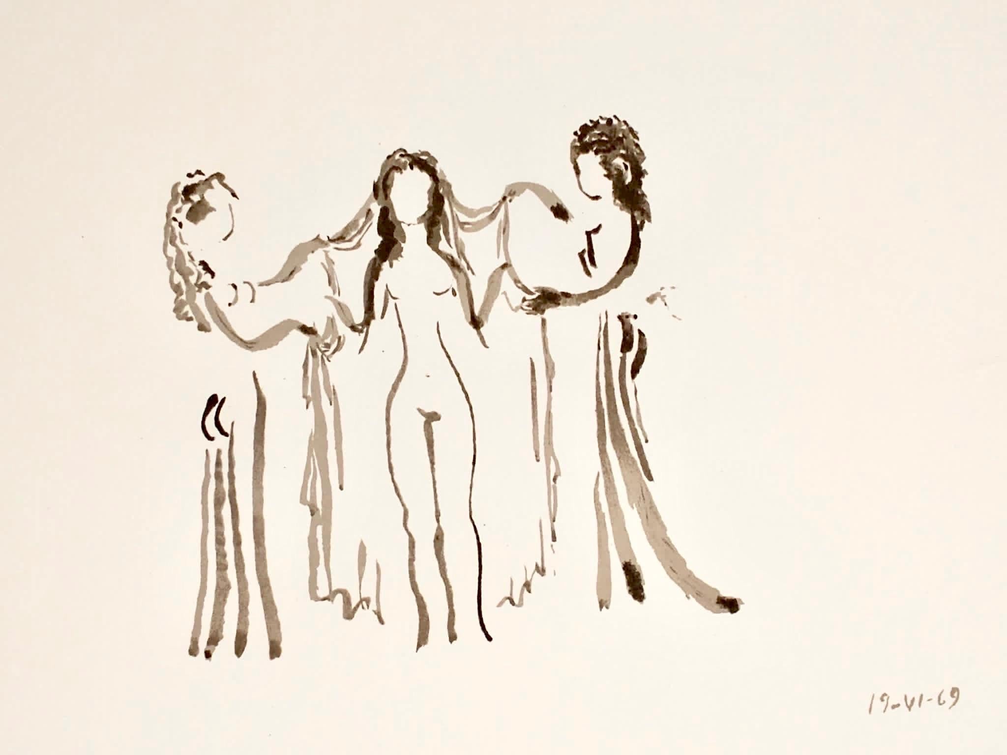 Apelles Fenosa Nude Print – Apeles Fenosa Spanischer Bildhauer Mourlot Lithographie Abstrakt-expressionistische Figuren des Apeles Fenosa