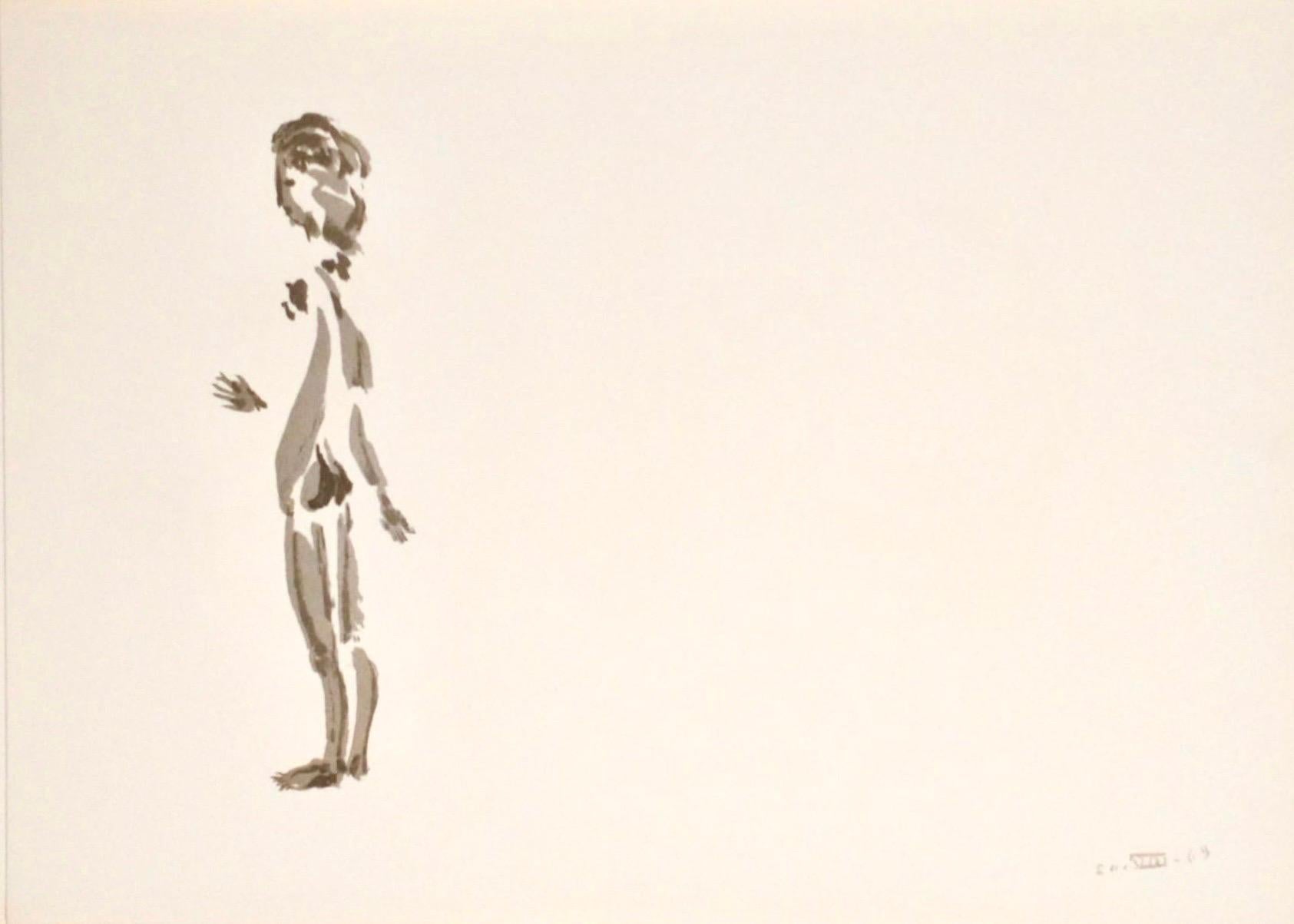 Figurative Print Apelles Fenosa - Apeles Fenosa, sculpteur espagnol Mourlot, lithographie - Figures expressionnistes abstraites
