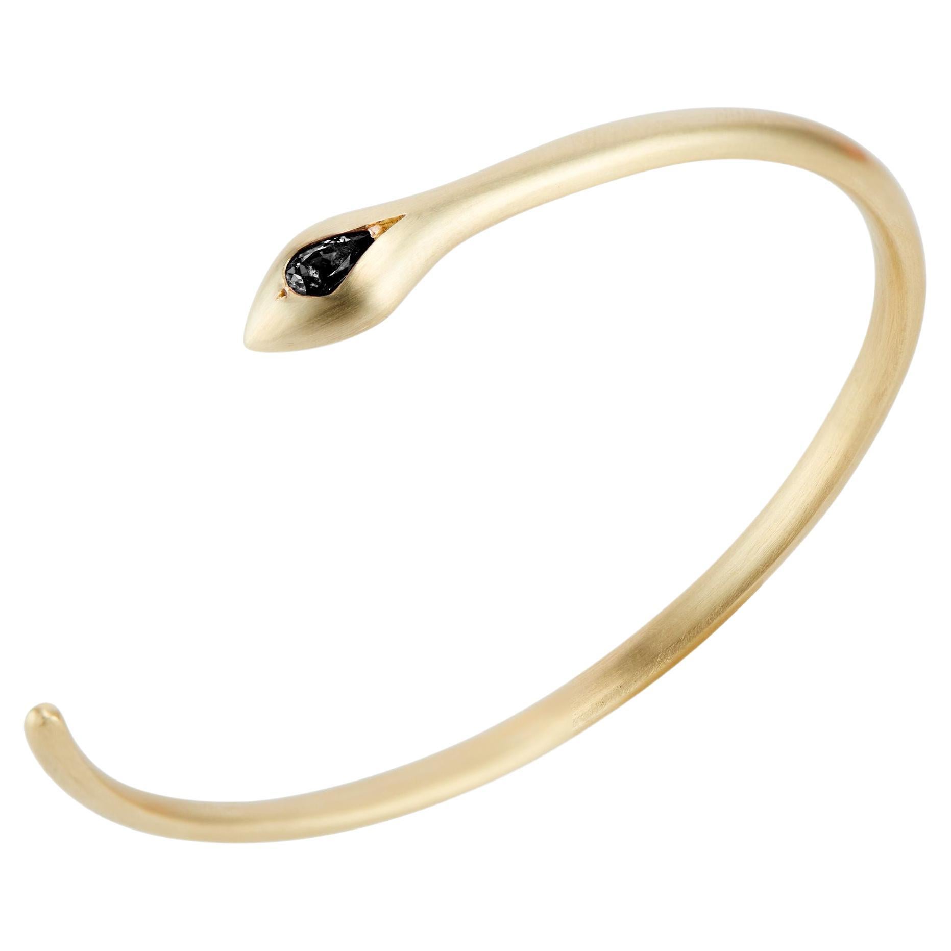 Apep 10K Black Diamond Snake Bracelet by dan-yell For Sale