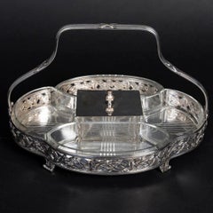 Aperitif Display in Silver Plated Metal and Crystal Goblet, Napoleon III Style.