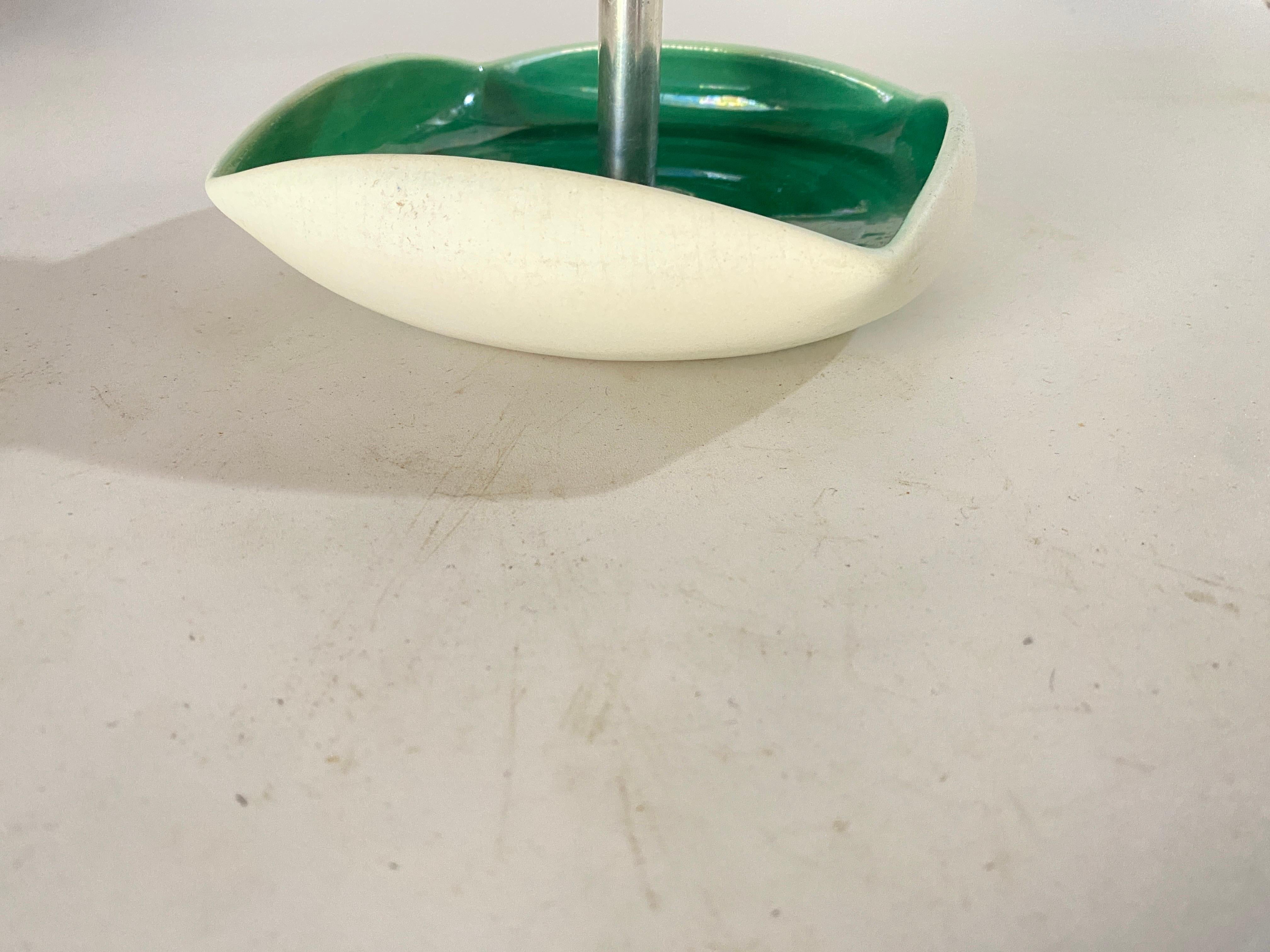 French Aperitif Serving Piece France 1970 white and Green Color  For Sale