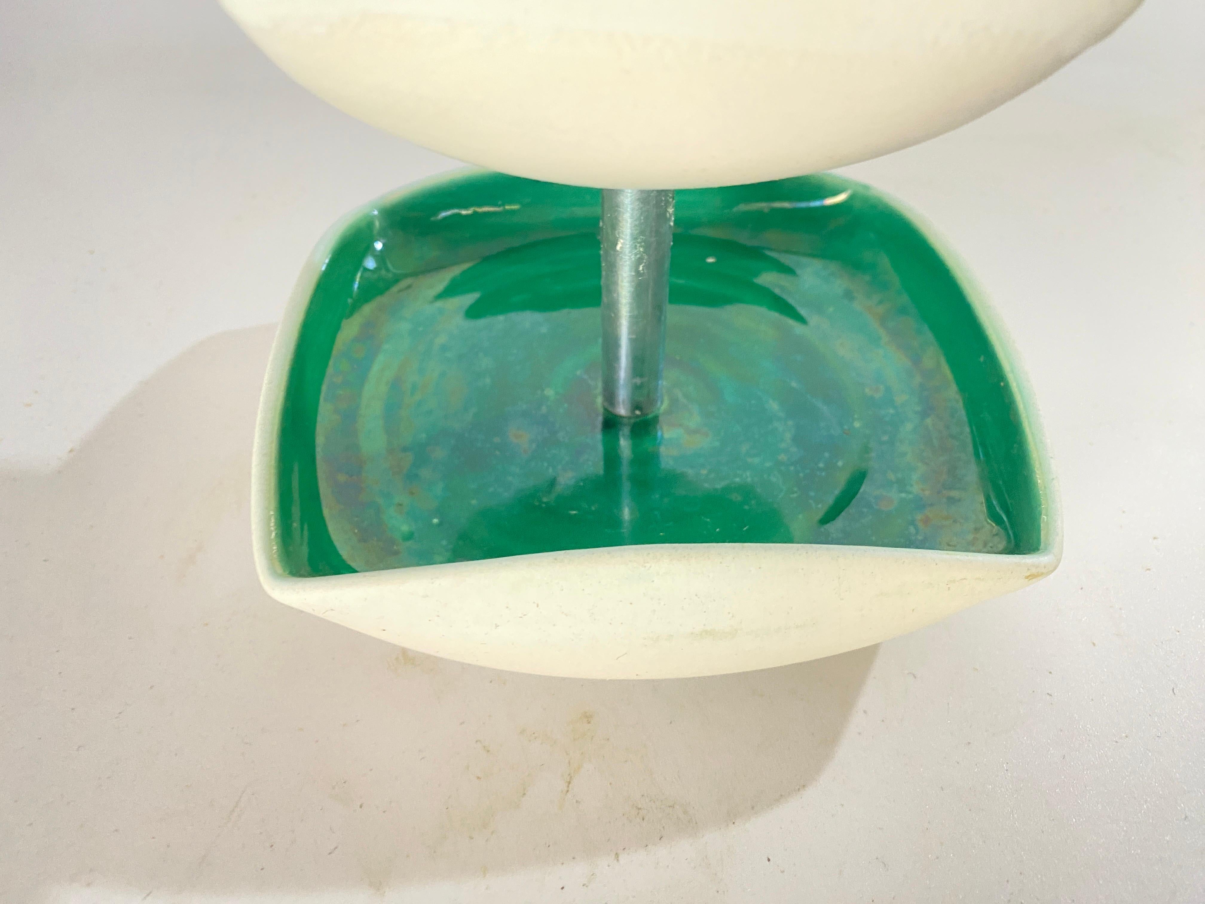 Metal Aperitif Serving Piece France 1970 white and Green Color  For Sale