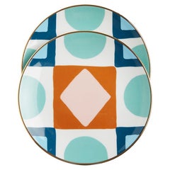 Aperitivo Plate Set of 2 Diamond Dots, Porcelain by La DoubleJ, Italy