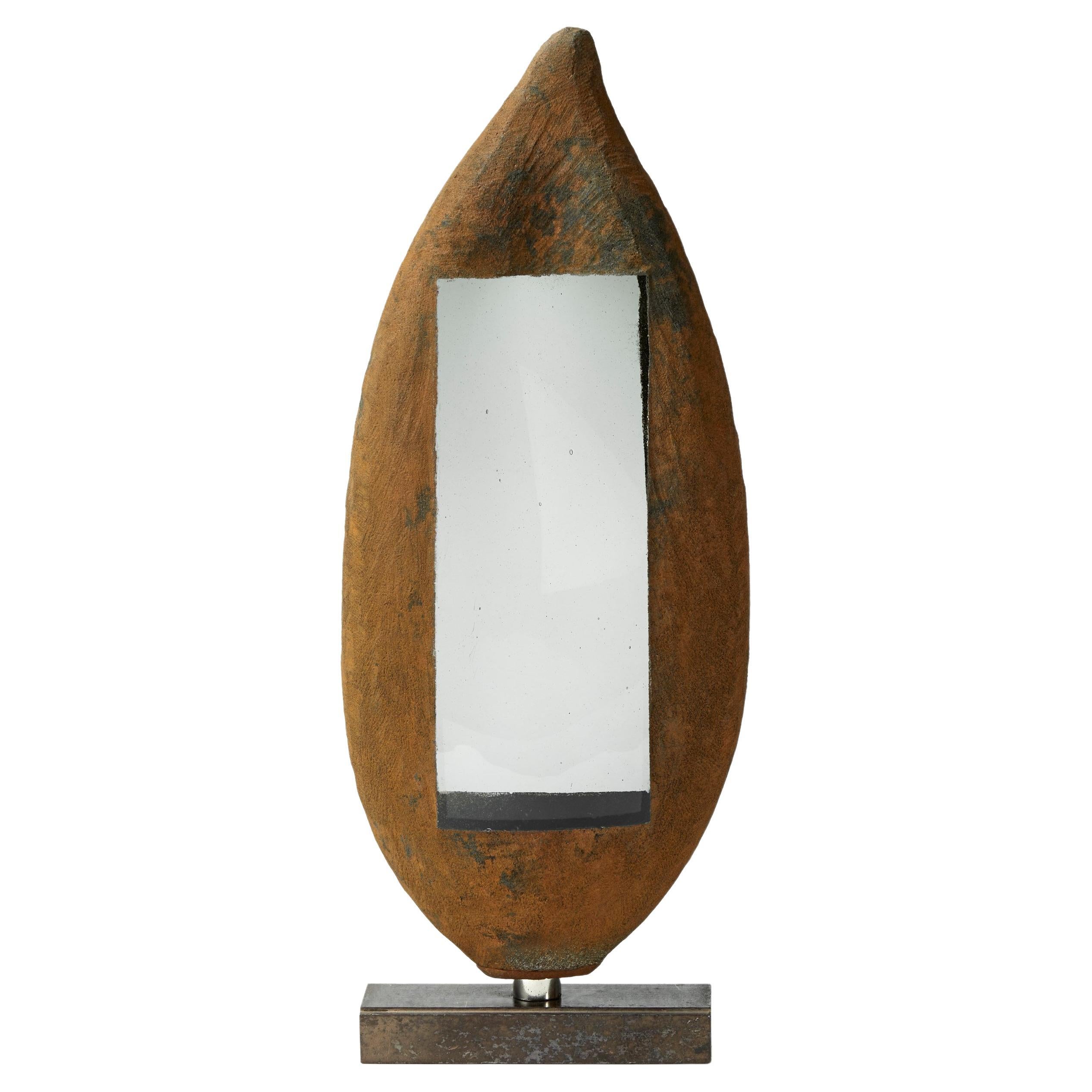 Apertura Slate 04, Grey & Rust Glass and Steel Abstract Sculpture by Jon Lewis For Sale