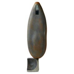 Apertura Stone Grey 07, a Rust & Grey Glass and Steel Sculpture by Jon Lewis