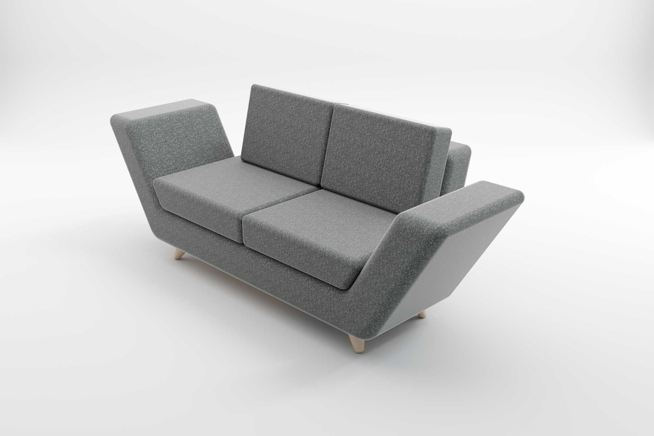 European Apex 2 Seat Sofa - Modern Scandinavian Sofa with Wooden Legs For Sale