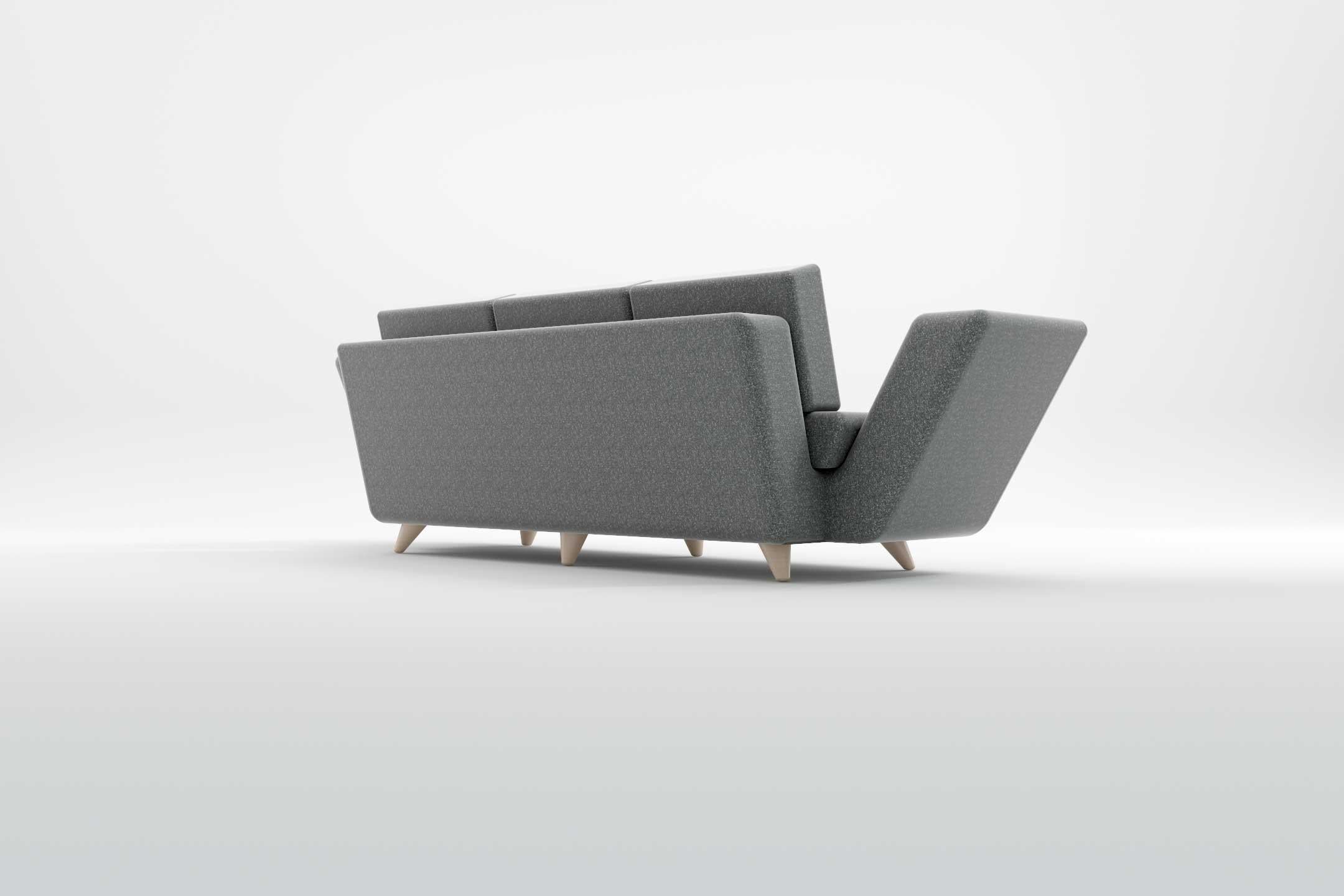 Scandinavian Modern Apex 3 Seat Sofa - Modern Scandinavian Sofa with Wooden Legs For Sale