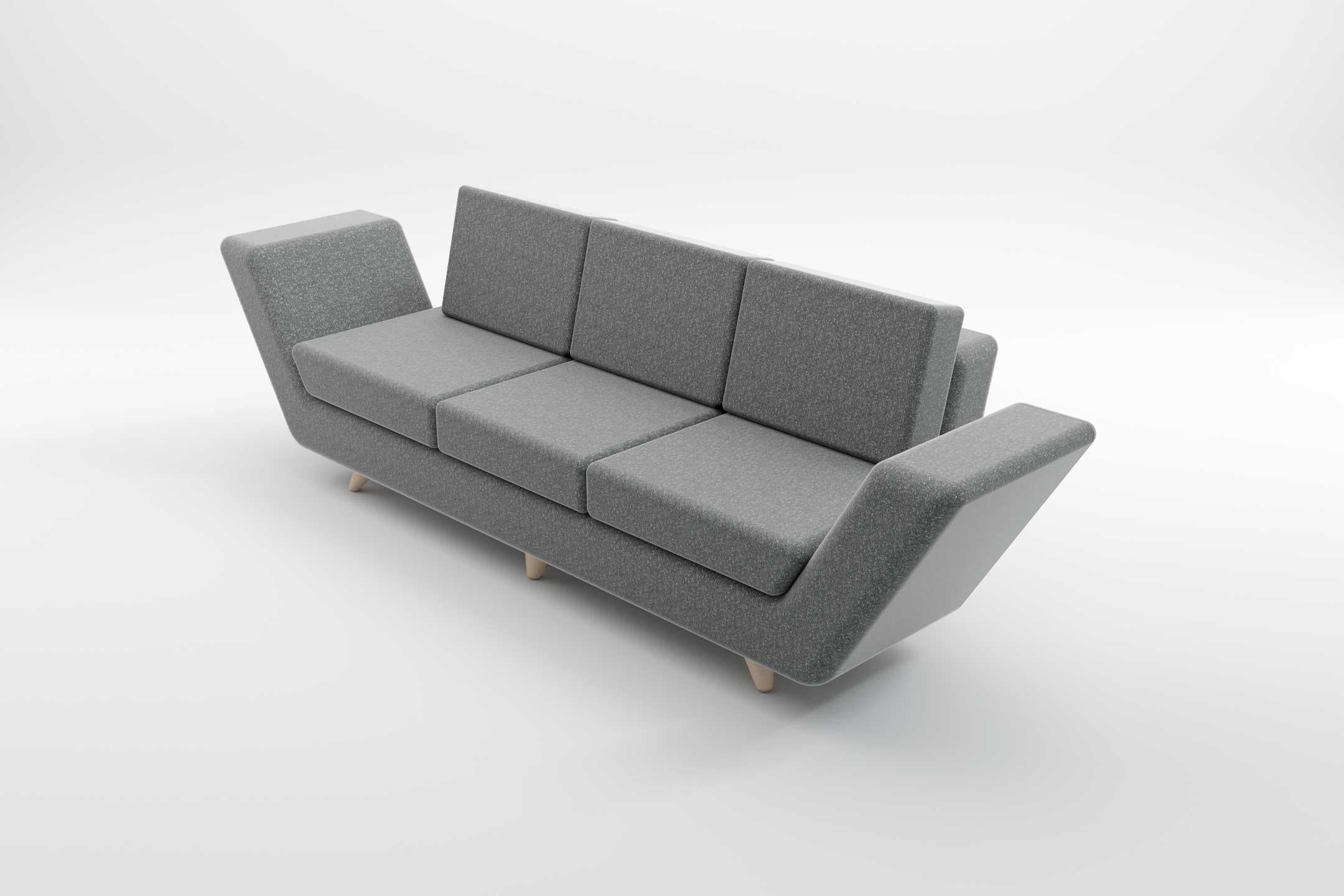 European Apex 3 Seat Sofa - Modern Scandinavian Sofa with Wooden Legs For Sale