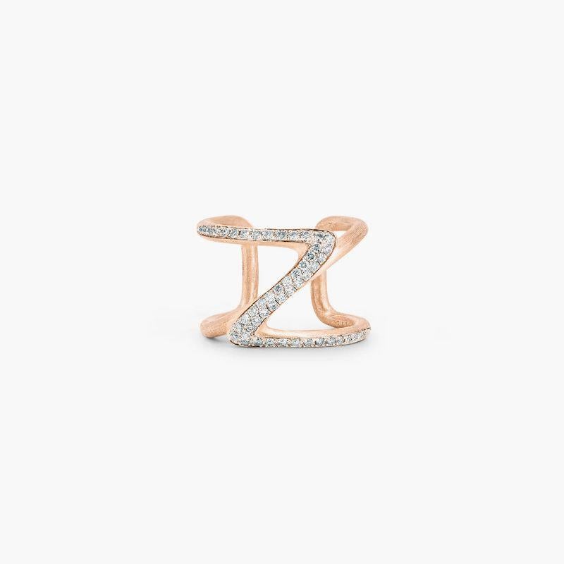Apex Ring in Rose Gold Plated Sterling Silver with White Diamonds In New Condition For Sale In Fulham business exchange, London