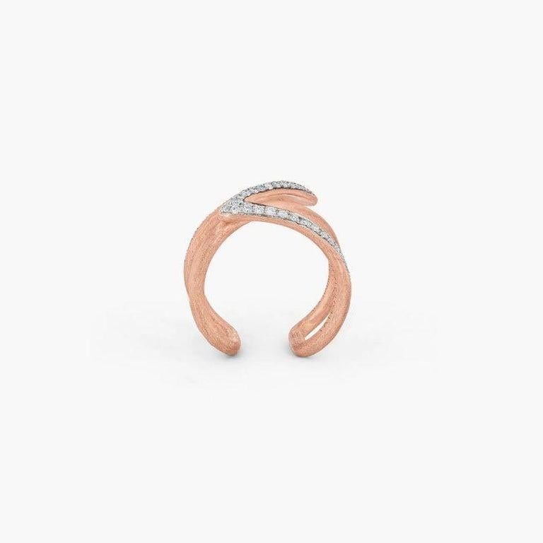 Women's Apex Ring in Rose Gold Plated Sterling Silver with White Diamonds For Sale