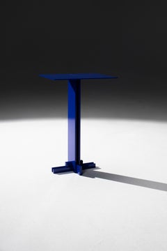 Apex Side Table, Handmade Metal, Modern Look in Ultramarine Blue