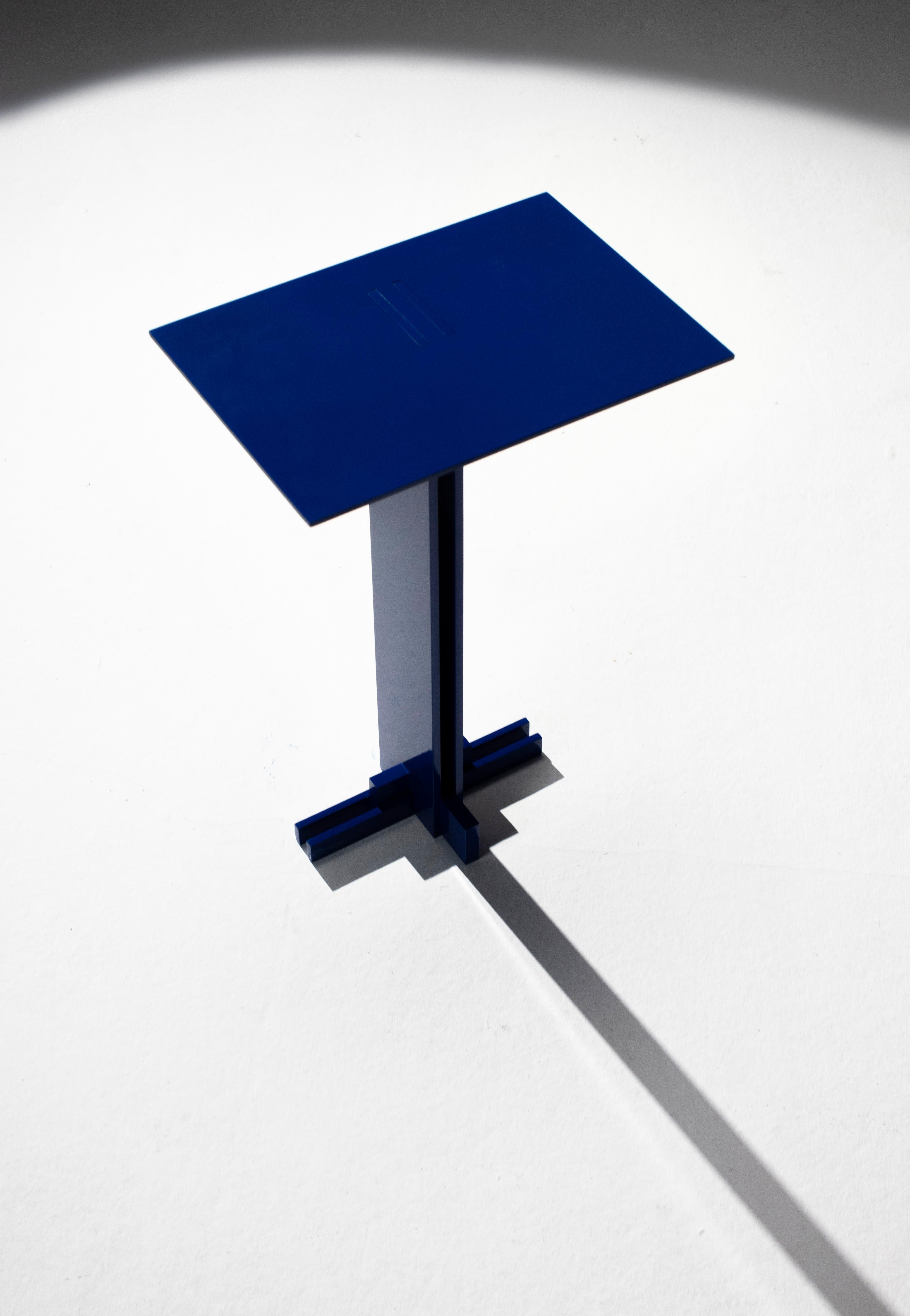 Turkish Apex Side Table, Handmade Metal, Modern Look in Ultramarine Blue For Sale