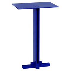 Tavolino Apexer, metallo lavorato a mano, look moderno in blu oltremare
