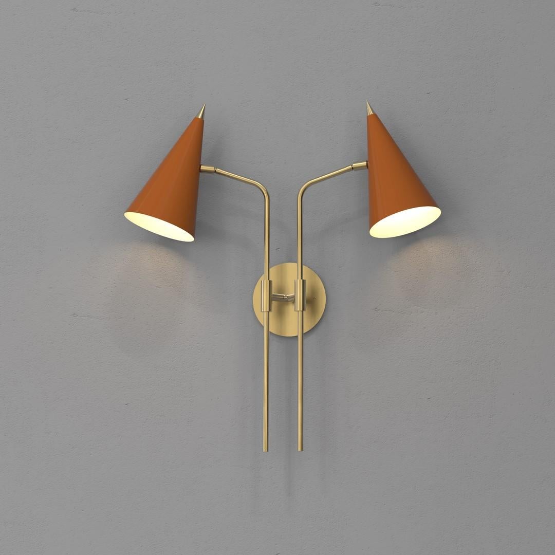 Modern Apex Wall Light or Sconce in Enamel & Brass by Blueprint Lighting For Sale