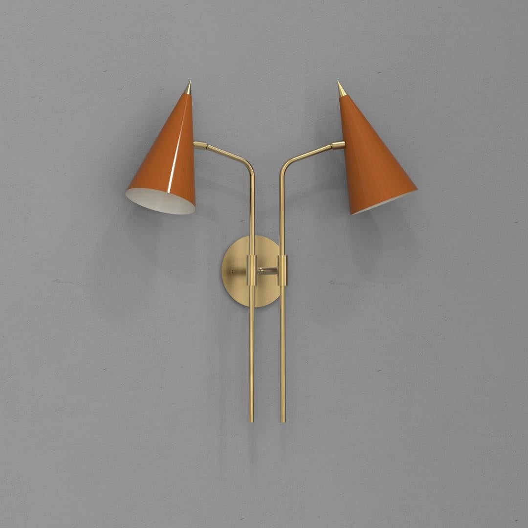 American Apex Wall Light or Sconce in Enamel & Brass by Blueprint Lighting For Sale