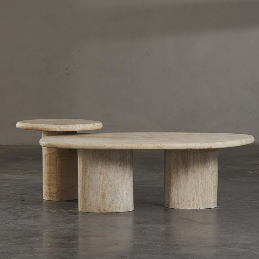 Modern Apfel Center Table in Travertine Marble For Sale