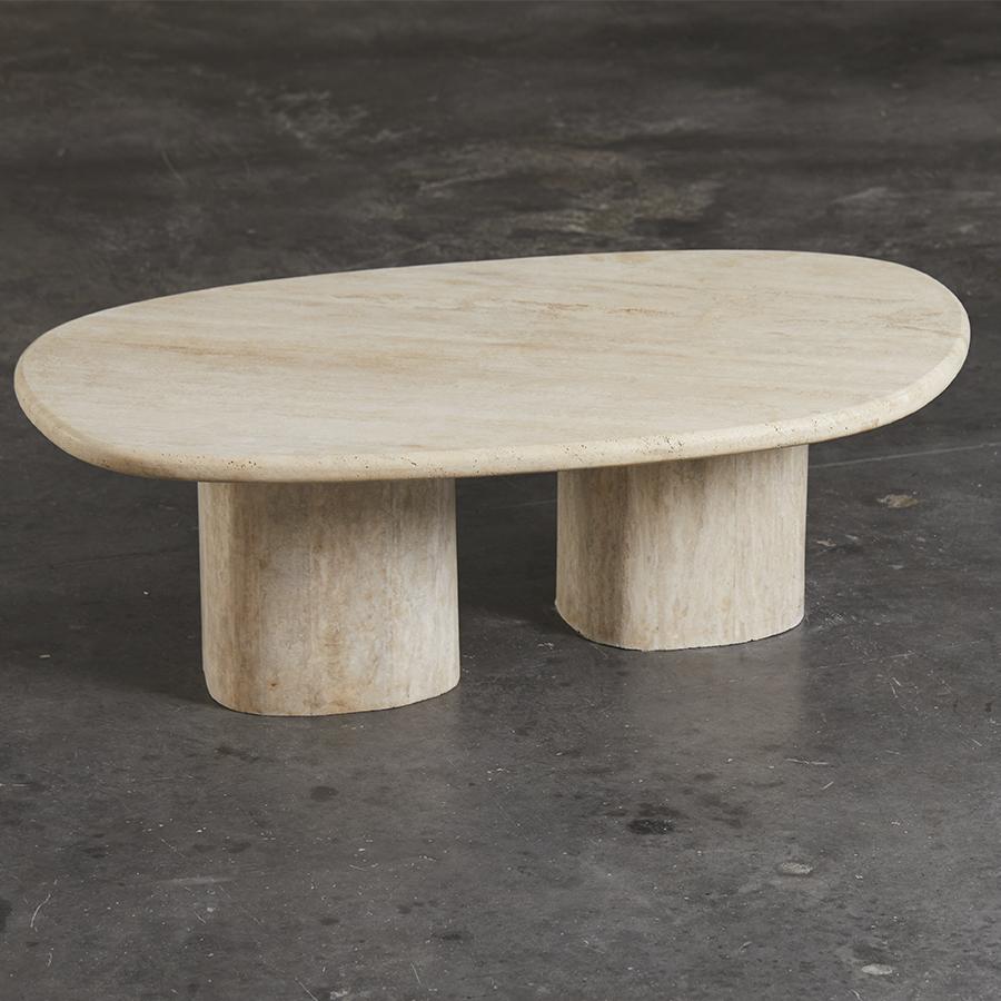 Mexican Apfel Center Table in Travertine Marble For Sale