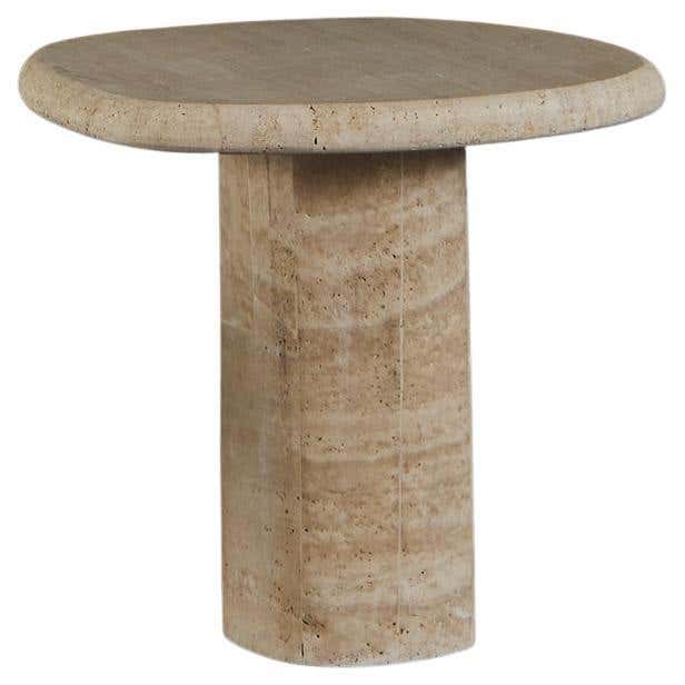IDE Travertine Stone Side Table, 17.7Ø"x18.5"H - Accent, End Table ...
