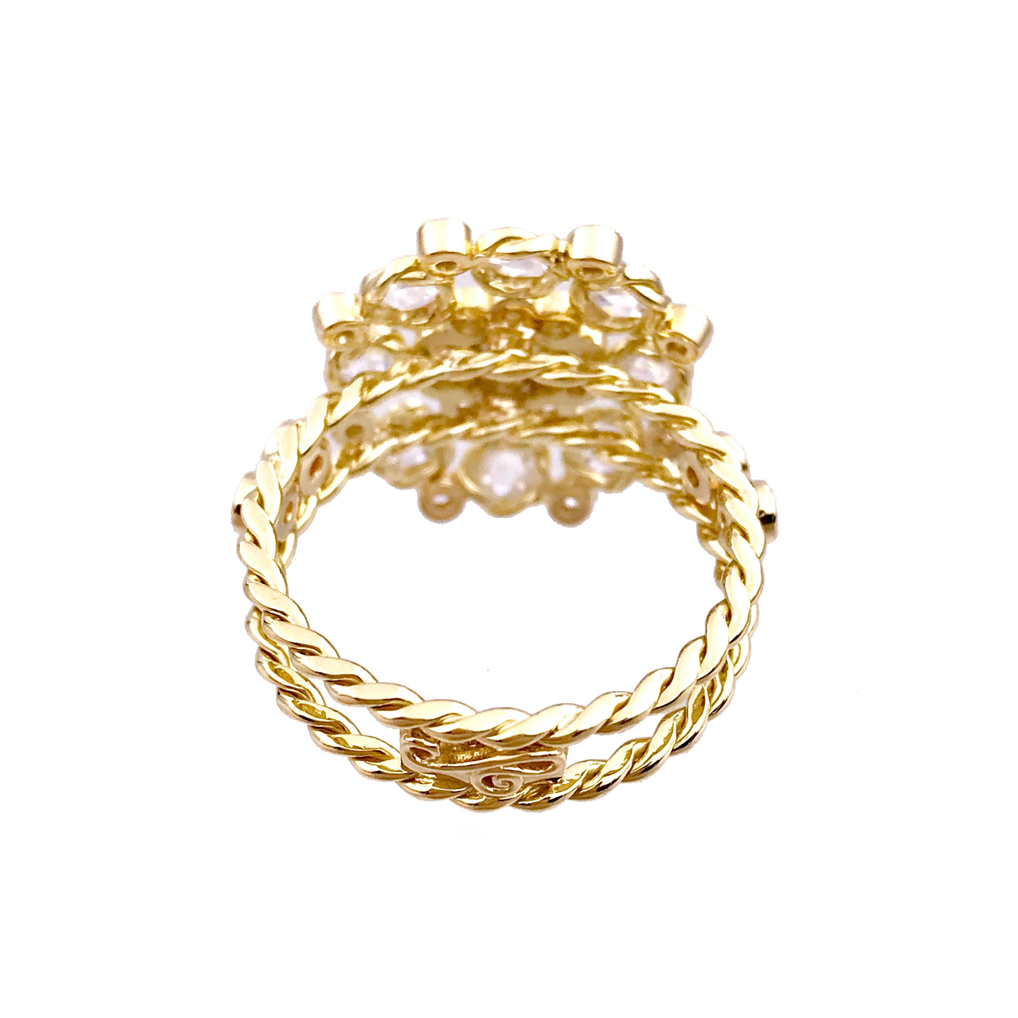 For Sale:  Aphrodite 18K Gold Rose Cut Diamond Cluster Cocktail Ring in-Stock 3