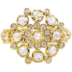 Aphrodite 18K Gold Rose Cut Diamond Cluster Cocktail Ring in-Stock