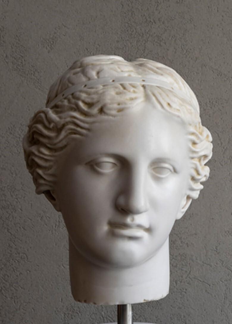 Classical Greek Aphrodite Bust  Statue Made with Compressed Marble Powder, 'Louvre Museum' For Sale